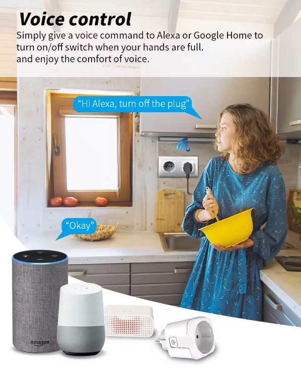 Smart Stikdåse som virker med, Alexa og Google Home